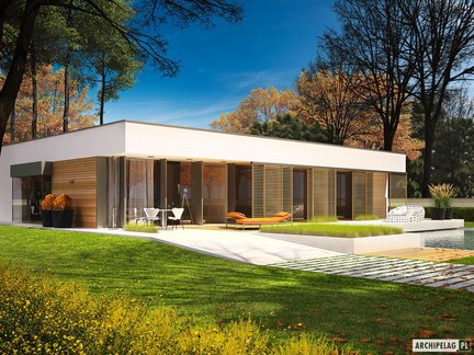 Wizualizacja projektu domu EX 6 (z wiatą) soft.