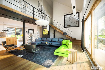 Wnętrze z antresolą 